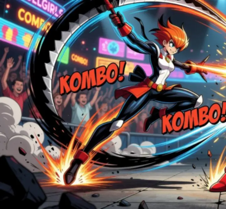 Skullgirls kombó oktató illusztráció vizuális lépésekkel